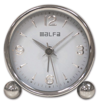 Εικόνα της Ρολόι Επιτραπέζιο ΑΜ03 Alfaone Αναλογικό Αθόρυβο Μεταλλικό Chrome-Λευκό