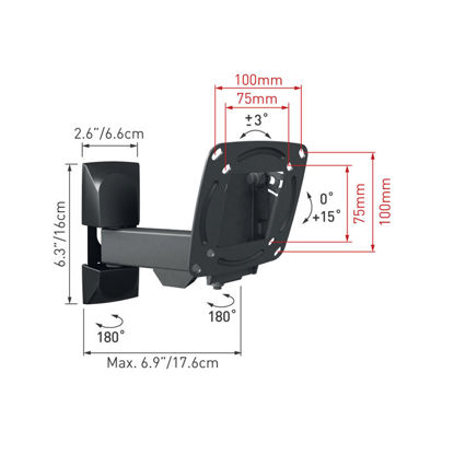 Εικόνα της Βάση Τηλεόρασης Τοίχου E130.B Barkan 13" - 29" με Βραχίονα και Κλίση