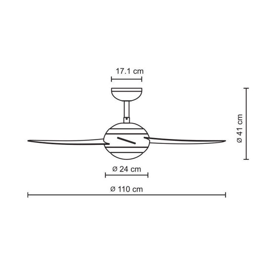 Εικόνα της Ανεμιστήρας Οροφής PRCF-80424 Primo 44'' 110εκ. Με Τηλεχειριστήριο 1Φως 5Φτερά Wenge