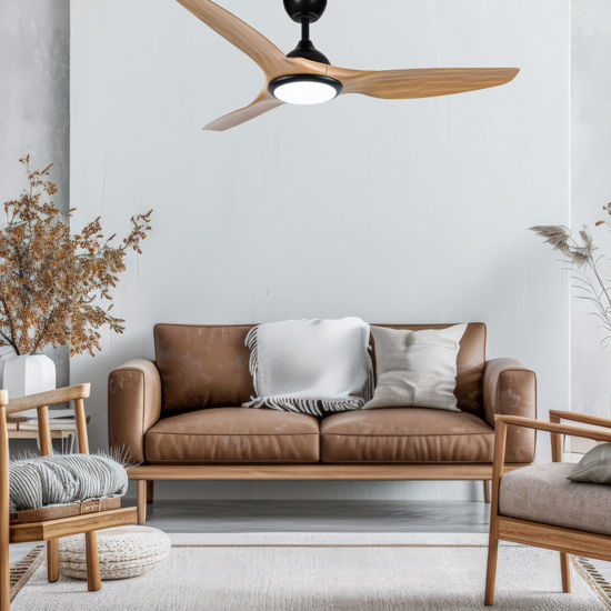 Εικόνα της Ανεμιστήρας Οροφής PRCF-80722 Primo 52'' 132εκ. Με Τηλεχειριστήριο 1Φως LED 3Φτερά Μαυρος με ξύλινα φτερά