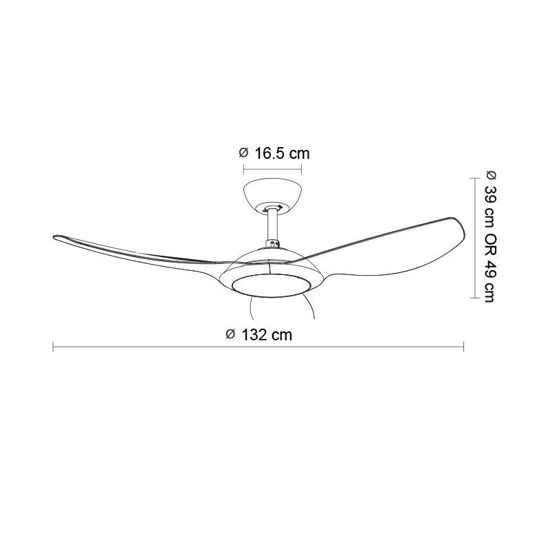 Εικόνα της Ανεμιστήρας Οροφής PRCF-80723 Primo 52'' 132εκ. Με Τηλεχειριστήριο 1Φως LED 3Φτερά Λευκός