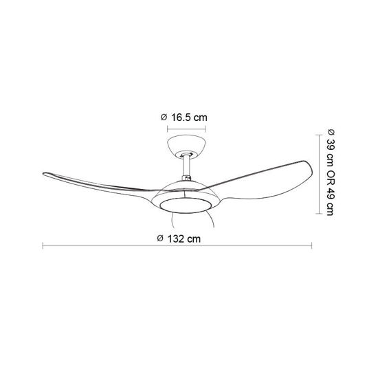 Εικόνα της Ανεμιστήρας Οροφής PRCF-80726 Primo 52'' 132εκ. Με Τηλεχειριστήριο 1Φως LED 3Φτερά Λευκός-Ξύλο