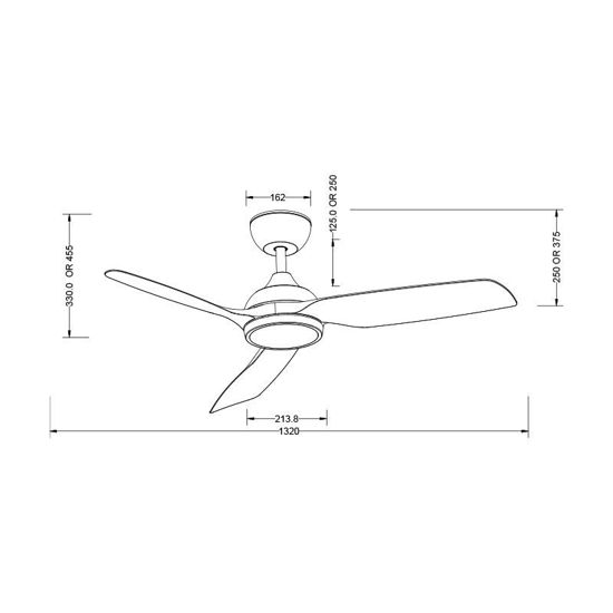 Εικόνα της Ανεμιστήρας Οροφής PRCF-80728 PRIMO 52'' 132εκ. Με Τηλεχειριστήριο 1 Φως LED 3Φτερά IP66 με WiFi Μαύρος