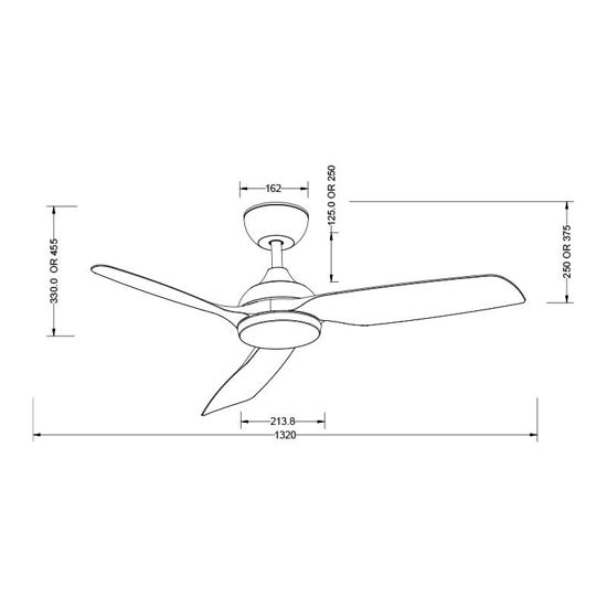 Εικόνα της Ανεμιστήρας Οροφής PRCF-80730 PRIMO 52'' 132εκ. Με Τηλεχειριστήριο 3Φτερά IP66 Μαύρος