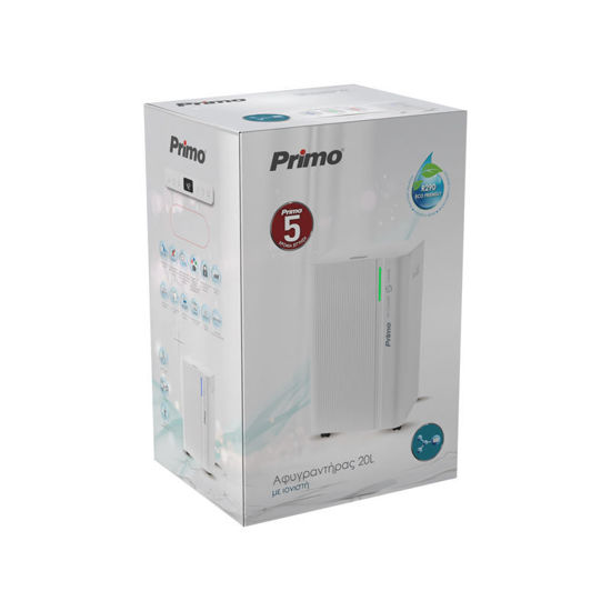 Εικόνα της Αφυγραντήρας PRDH-45021i Primo 20L Ηλ/νικός R290 Με Χρωματική 'Ενδειξη Υγρασίας + Ιονιστή + Φίλτρο Ενεργού 'Ανθρακα Λευκός