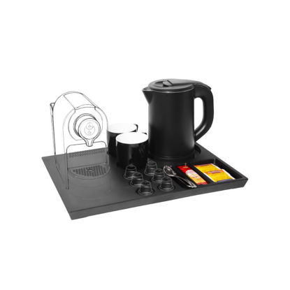 Εικόνα της Ξενοδοχειακό σετ καλωσορίσματος PRWT-50086 Primo 0.8L 1200W με Ανοξείδωτο Cool touch Μαύρο βραστήρα & Βάση μελαμίνης